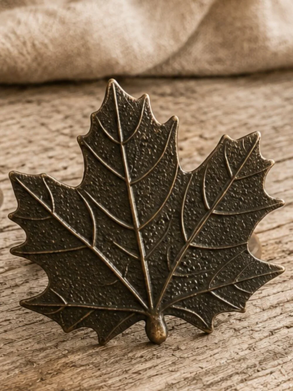 Set of 8 Vintage Bronze Finish Pumpkin & Maple Leaf Fall Napkin Ring Holders